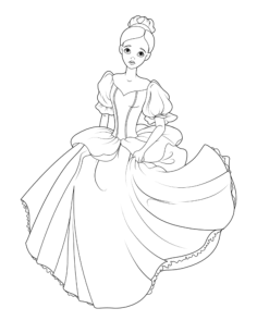Princess Cinderella Running Kids Coloring Pages Pdf, Free Vectors File